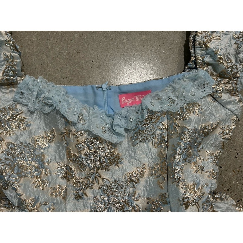 Dolls Kill Sugar Thrillz Tea and Circumstance Brocade Mini Dress‎ Sz L - Picture 3 of 9